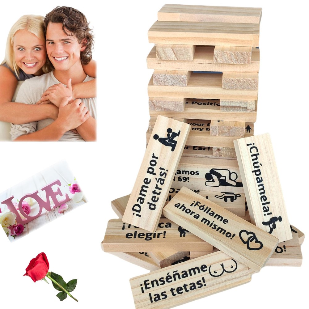Spanish Blocks Tower Game 48 Pcs for Adult Couples – Fun Stacking