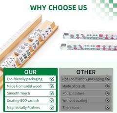 Wooden Mahjong Racks with Magnetic Pushers – Set of 4, Solid Wood | For American