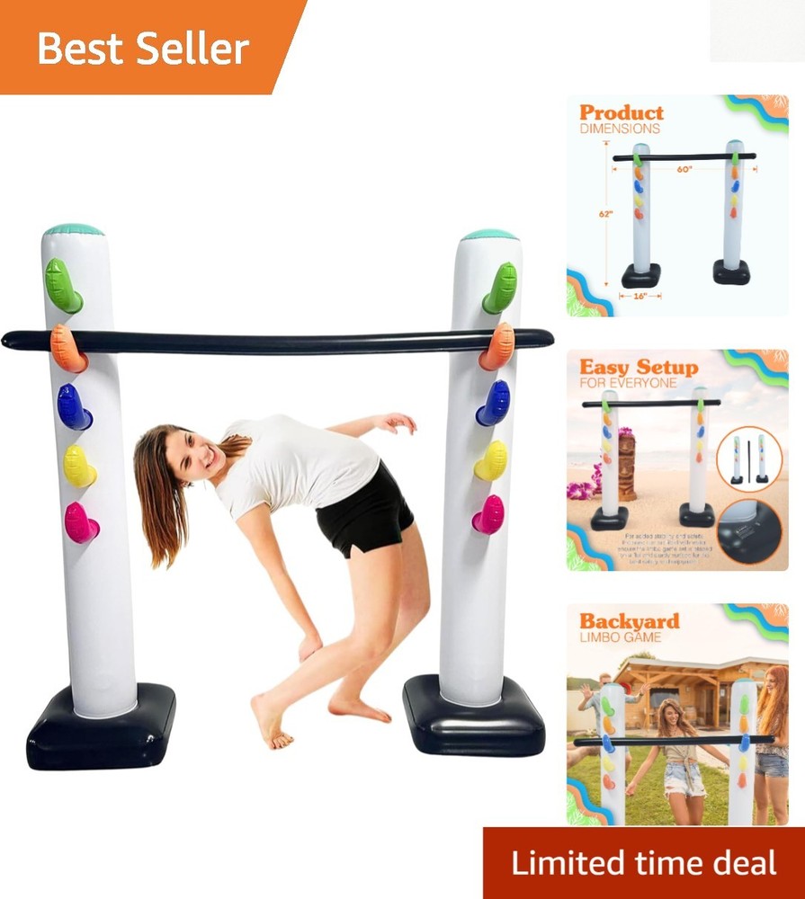 Inflatable Limbo Game for All Ages – 62″ Luau Party Fun Indoors & Outdoors