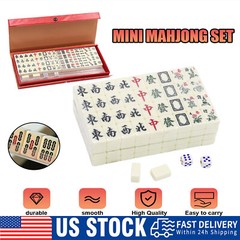 Portable Mini Mahjong Set, Indoor Entertainment Accessories with Carrying Case