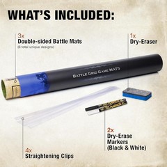 Ultimate DND Battle Set: 3 Double-Sided Mats & 6 Terrains – Waterproof & Compact