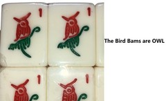 Mahjong Mahjongg American 2 Tone Full Standard Size 166 Tiles Off White Engraved