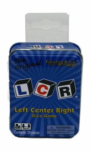 LCR – Left Center Right Dice Game by George & Company – Blue Tin Box