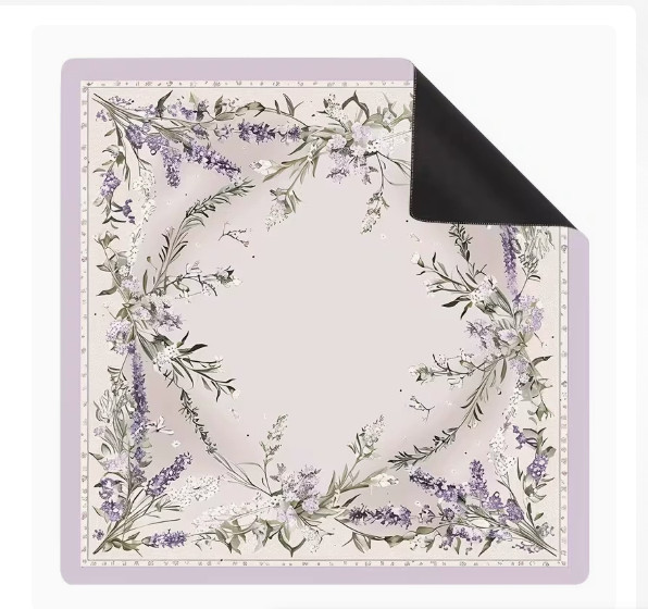 Mahjong Table Mat Chinoiserie Anti-Slip Game Mat Cover light purple floral