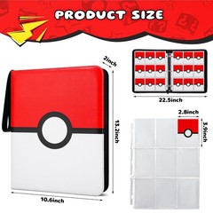 Card Binder 9 Pocket, 900 Pockets Extra Large Trading Large, Red & White