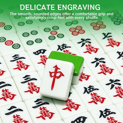 中式麻将 1.2-Inch Chinese Mahjong Game Set with 4 Racks for Family Night, 144Pcs Mel