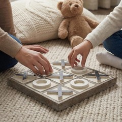 12.6″ Large Wooden Tic Tac Toe Game, Rustic Coffee Table Game, Wood Farmhouse…