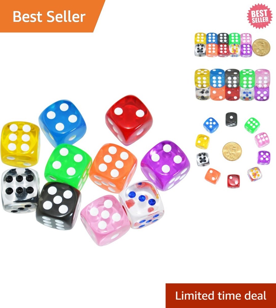 16mm Transparent D6 Dice Set – 10-piece Collection for Tabletop Roleplaying