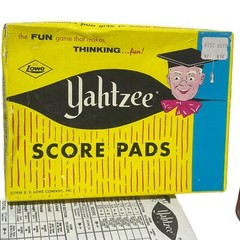 Vintage 1956 Yahtzee Scorepads Cup ES Lowe 3 pads Original Box