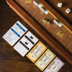Monopoly Luxury Edition by WS Game Company, Burl Wood Cabinet with Gold Foil Sta