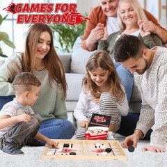 Large Fast Classic Slingshot Puck Game – Wooden Hockey Board for Family Fun, 2 P
