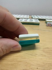 Mah Jong Mahjong 166 Tile Set Blue Teal 3 layer Lucite Tiles Pusher Racks Case