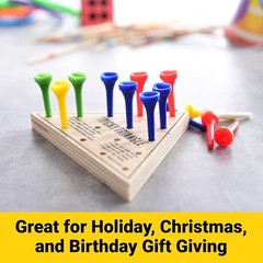 Traditional Wooden Solitaire Game – Assorted Colored Pegs for Mindful Play