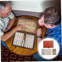 Chinese Mahjong Game Set 144 Ivory/Vintage Colored Tiles w/ Case