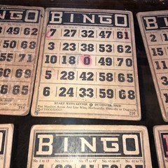 Vintage Lot of 12 Cardstock Bingo Cards Black White Scrapbooking Vignettes 5×6”