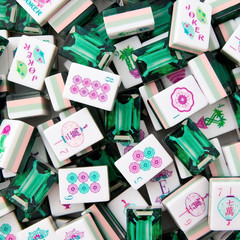 160Pcs 4-Layer Acrylic Green Diamond Engraved American Mahjong Set fast ship