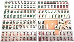 Mahjong Mahjongg American 2 Tone Full Standard Size 166 Tiles Off White Engraved