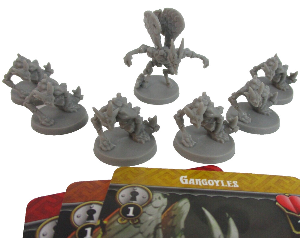 MASSIVE DARKNESS 2: Hellscape 6x GARGOYLE & LEADER Minis & Cards NEW!!