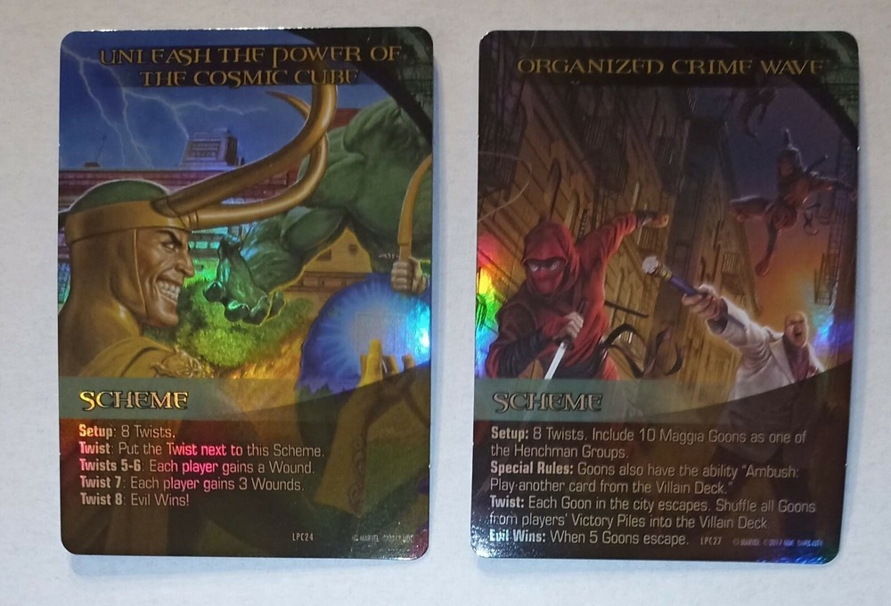 Marvel Legendary Foil Promo Card Lot Set Power Cosmic Cube Organized Crime Wave