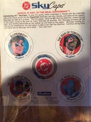 Pogs DC Sky caps The Return of Superman and 2 packs Cosmic teams cards