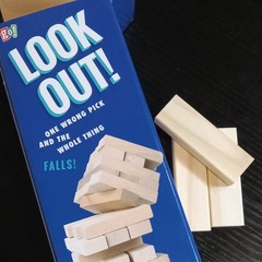 go! Look Out! Wooden Stacking Tumbling Tower Skill Game, 2+ Players, Ages 6+