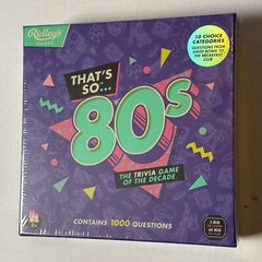 Ridley’s That’s So 80s Trivia Game Party Family 1980s Music Movies Pop Sealed