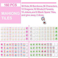 Kaleidoscope Mahjong Tile Set 160 Mahjong Tiles 1.2” Pink American Mahjongs Til
