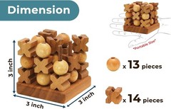 3D Wooden Tic Tac Toe Game Rustic Coffee Table Decor Family Gift Fun for All