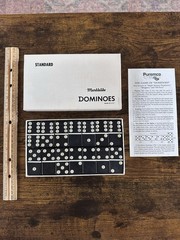 Vintage Set of Puremco No. 616 Standard Marblelike Dominoes Black