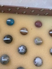 Authentic Models Semi-Precious Solitaire Game 36 Handmade Marbles In Box