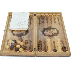 Handmade Wooden Backgammon Set “Cobra” 21.6 in – Carved Walnut Board Game Gift