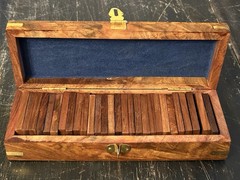 Walnut Wood & Brass Inlay Dominoes Set