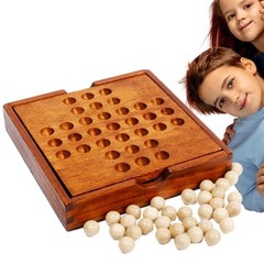 Wooden Solitaire Traditional Board Game Marble Child Classic Educational Toy