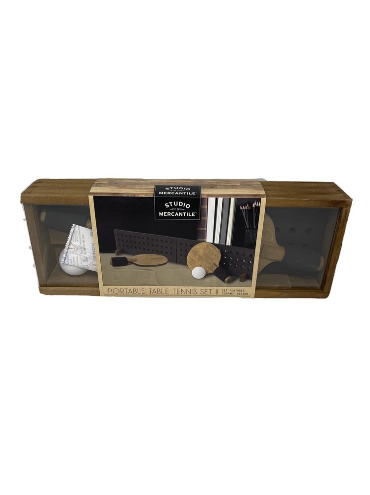 Studio Mercantile Hammer Axe Portable Wooden Table Tennis Set Brown Size OS NWB