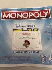 2018 Monopoly Toy Story Advance To The Gas Station Chance Claw Card Game