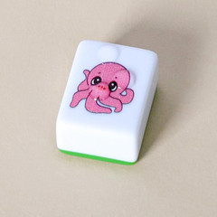 4 Players Mahjong Block Set, 128 Green Tiles(1.18”) with 4 Different Patterns, P