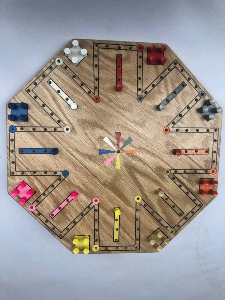 8 Player Aggravation Game Board Wood Hand Crafted with 3/4 inch Oak Plywood