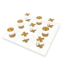 Luxury Acrylic Tic Tac Toe Game Clear Board Gold Pieces Coffee Table Decor