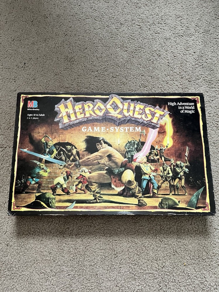 Vintage 1989 Hero Quest Fantasy Board Game Games Workshop MB Games 99% Complete