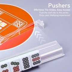 HBLEDOT Mahjong Racks with Pushers, Convenient Rotating OnePiece Mahjong Push…
