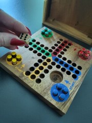 Wooden Ludo Pachisi Strategy Fun Traditional Travel Board Game 14x14cm 6х6″