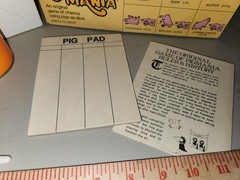 1977 Vintage PIG MANIA Dice Game Pig Stye Cup 2 Pigs Manual Pen Note Pad READ