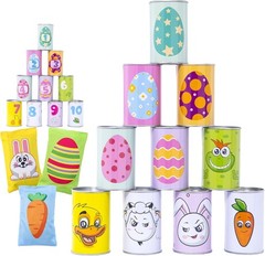 Easter Carnival Knockdown Can Game Set 13 Pcs Kids Adults Indoor Outdoor Fami…