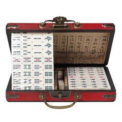 Vintage Chinese Mahjong Set Traditional 144 Tiles Mah-Jong Game Set w/ Case Box