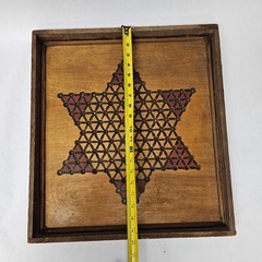 Vintage Wooden Chinese Checkers Board Game Double Sided Handmade Wood