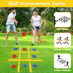 Giant Tic Tac Toe Outdoor Games for Kids Adults Family, Portable Tic Tac Toe Bea
