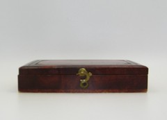 Antique complete Miniature Domino Set in Wood Portable Box Rich Patina