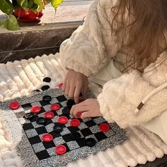 3 in 1 Giant Checkers Game Set,Super Tic Tac Toe,Including Reversible Rug wit..