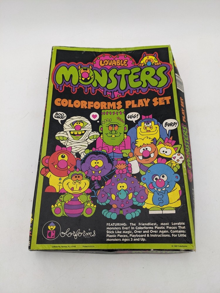 Vintage 1987 Lovable Monsters Colorforms Play Set Complete Fair Cond