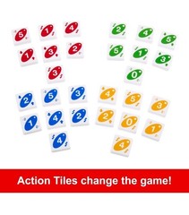 UNO Quatro Game with Colored Tiles & Plastic Game Grid for Adults/Family